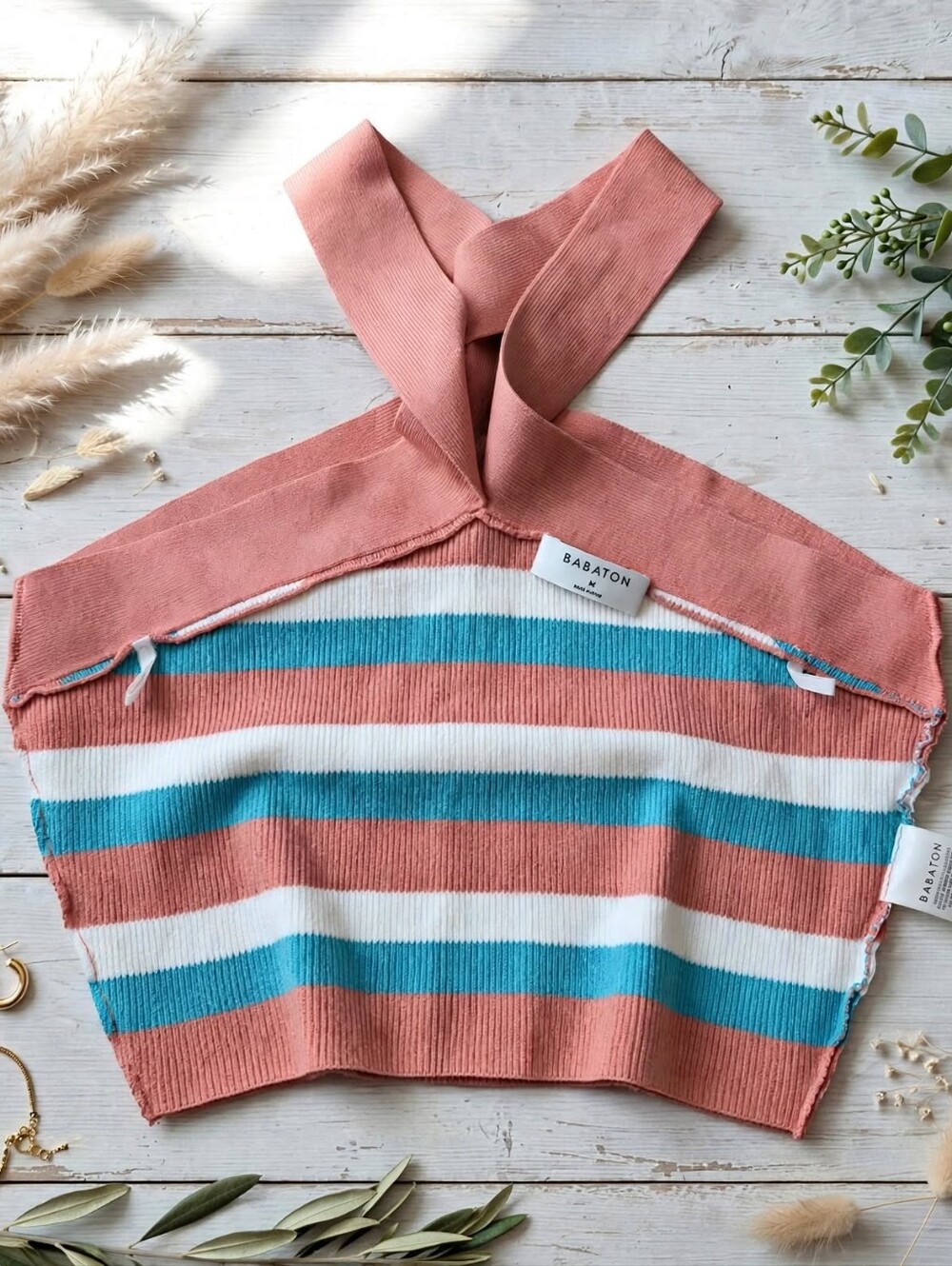ARITZIA BABATON STRIPED KNIT Y2K CROP TOP - Size M